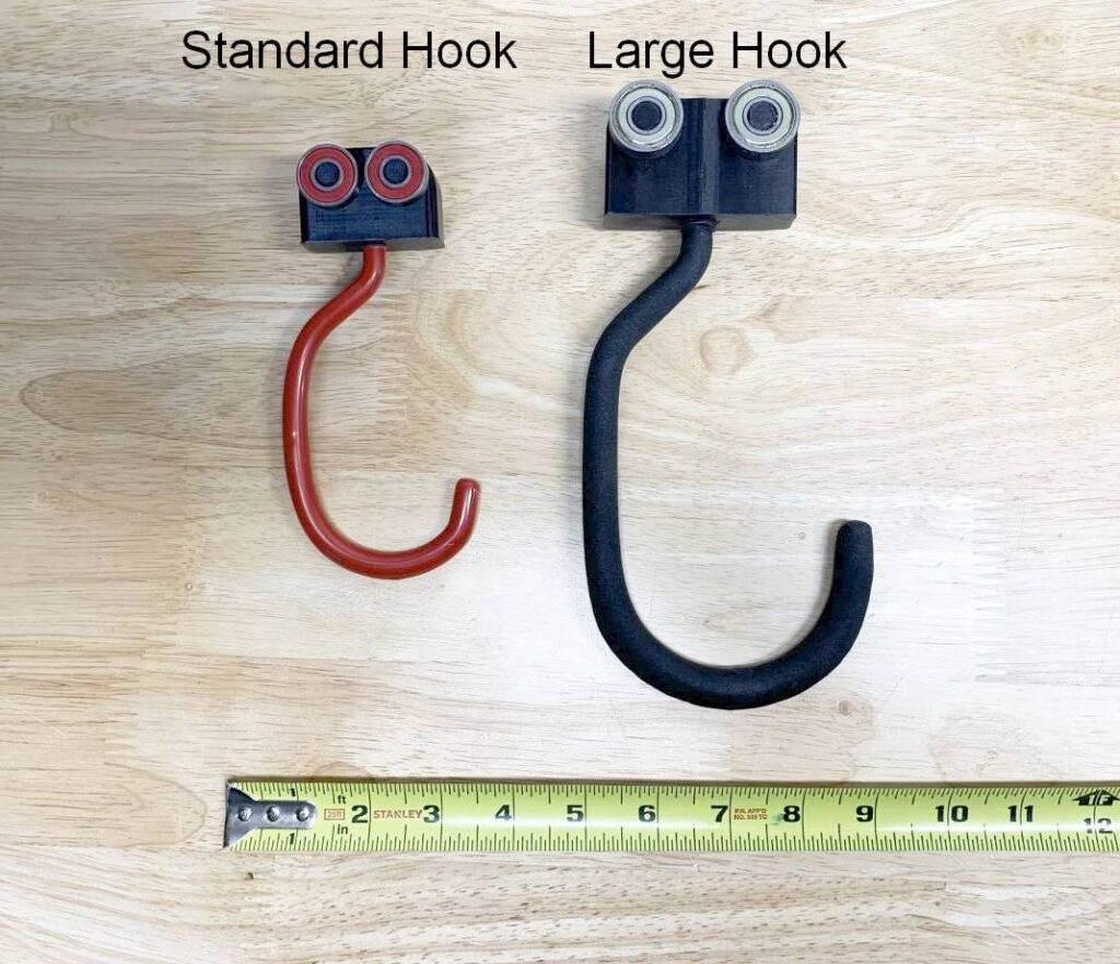 standard hook and large hook size comparison
