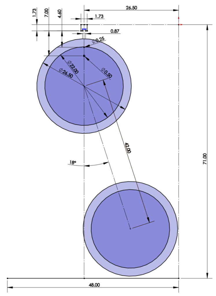 bike geometry with 26in wheel and standard hook free hanging.