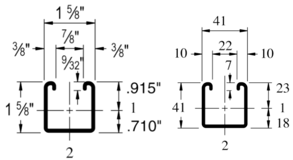 standard dimensions of deep strut channel