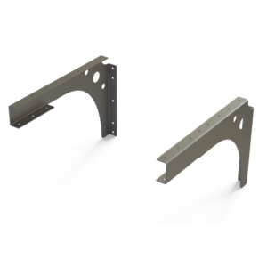 rendering of a pair of wall mount brackets for the Unistrut sliding bike rack.