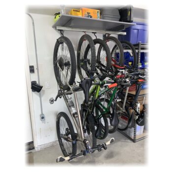 Wall Mount Sliding Bike rack with top shelf